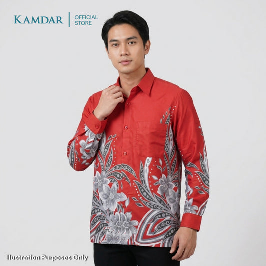 KAMDAR – Cendekia Batik Shirt Comfort Fit Long Sleeves | Corak Bunga Tropika