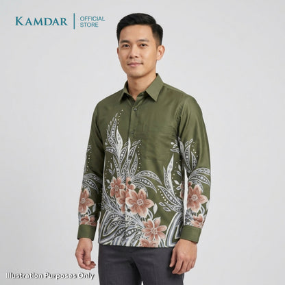 KAMDAR – Cendekia Batik Shirt Comfort Fit Long Sleeves | Corak Bunga Tropika