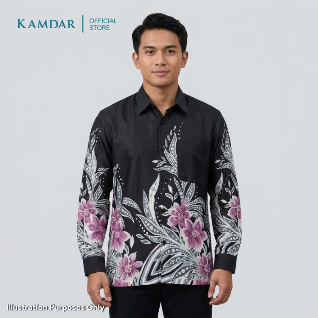 KAMDAR – Cendekia Batik Shirt Comfort Fit Long Sleeves | Corak Bunga Tropika