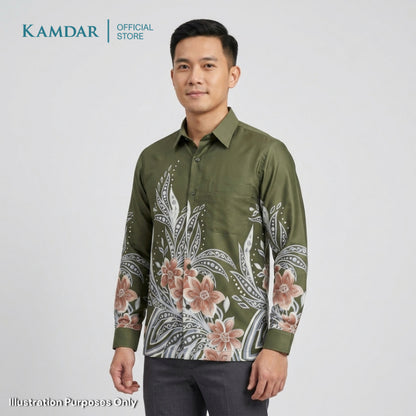 KAMDAR – Cendekia Batik Shirt Comfort Fit Long Sleeves | Corak Bunga Tropika