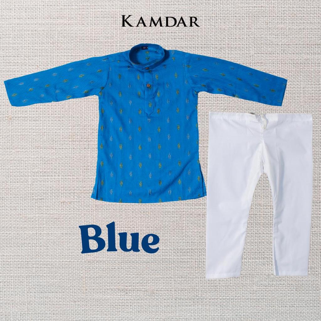 KAMDAR – Veer Set Kurta Penuh Kanak-Kanak | Baju Etnik Poliester Premium | Pakaian Rasmi Budak Saiz 2–15