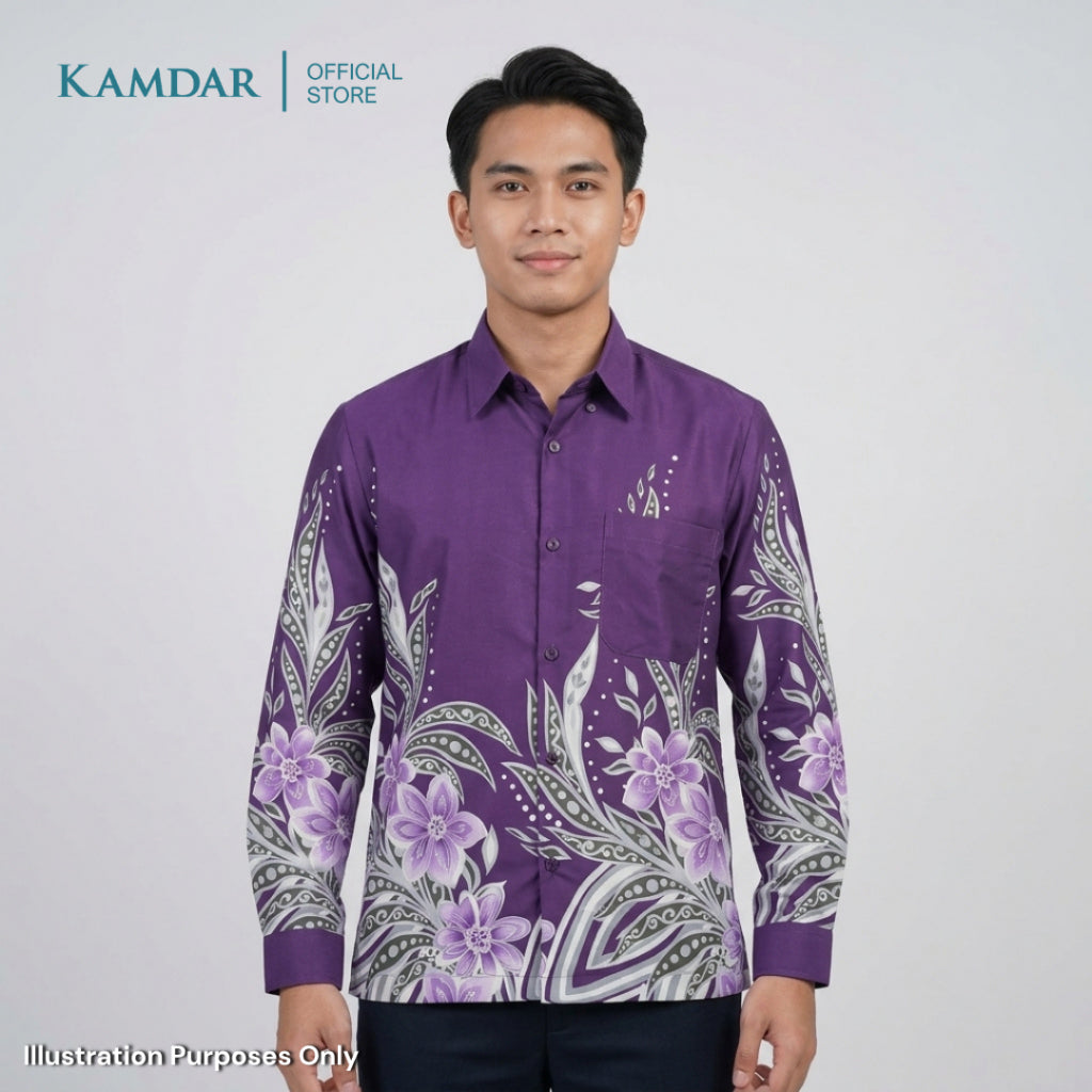 KAMDAR – Cendekia Batik Shirt Comfort Fit Long Sleeves | Corak Bunga Tropika