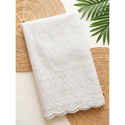 KAMDAR – Seri Melur Poly Cotton White Embroidery