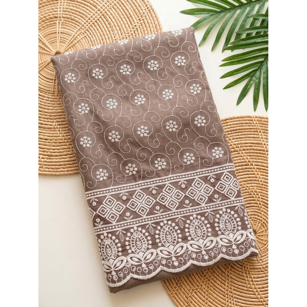 KAMDAR – Seri Melur Poly Cotton White Embroidery