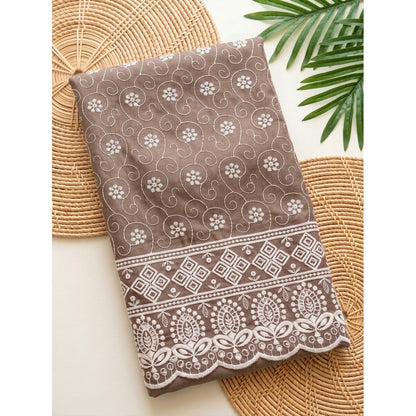 KAMDAR – Seri Melur Poly Cotton White Embroidery