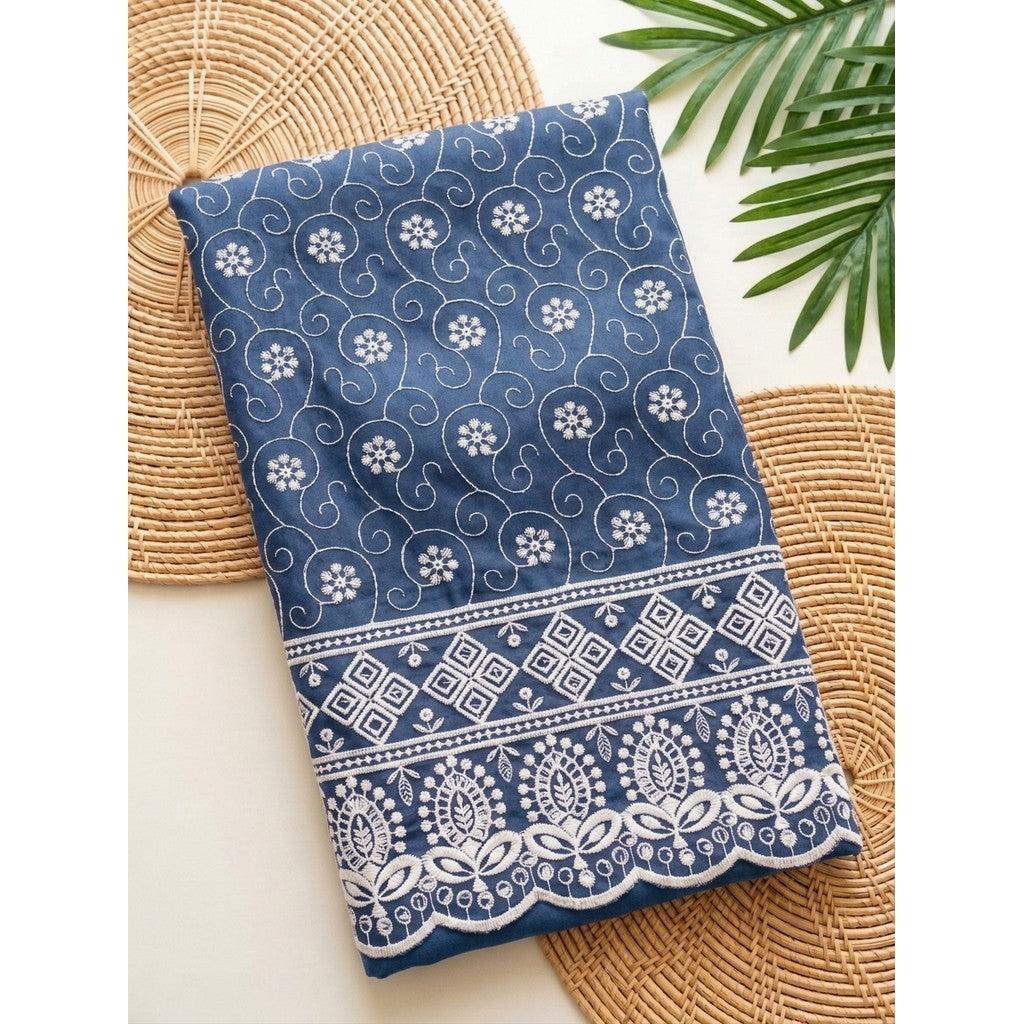 KAMDAR – Seri Melur Poly Cotton White Embroidery
