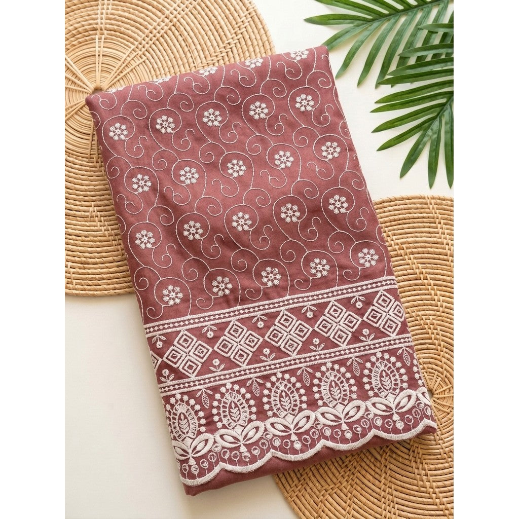 KAMDAR – Seri Melur Poly Cotton White Embroidery