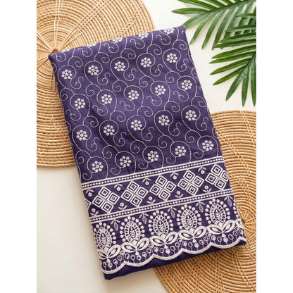 KAMDAR – Seri Melur Poly Cotton White Embroidery