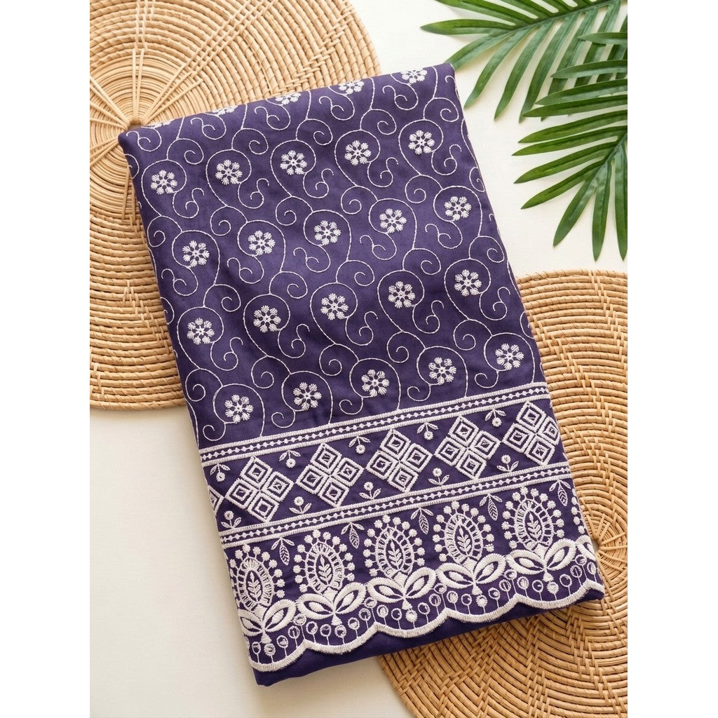 KAMDAR – Seri Melur Poly Cotton White Embroidery