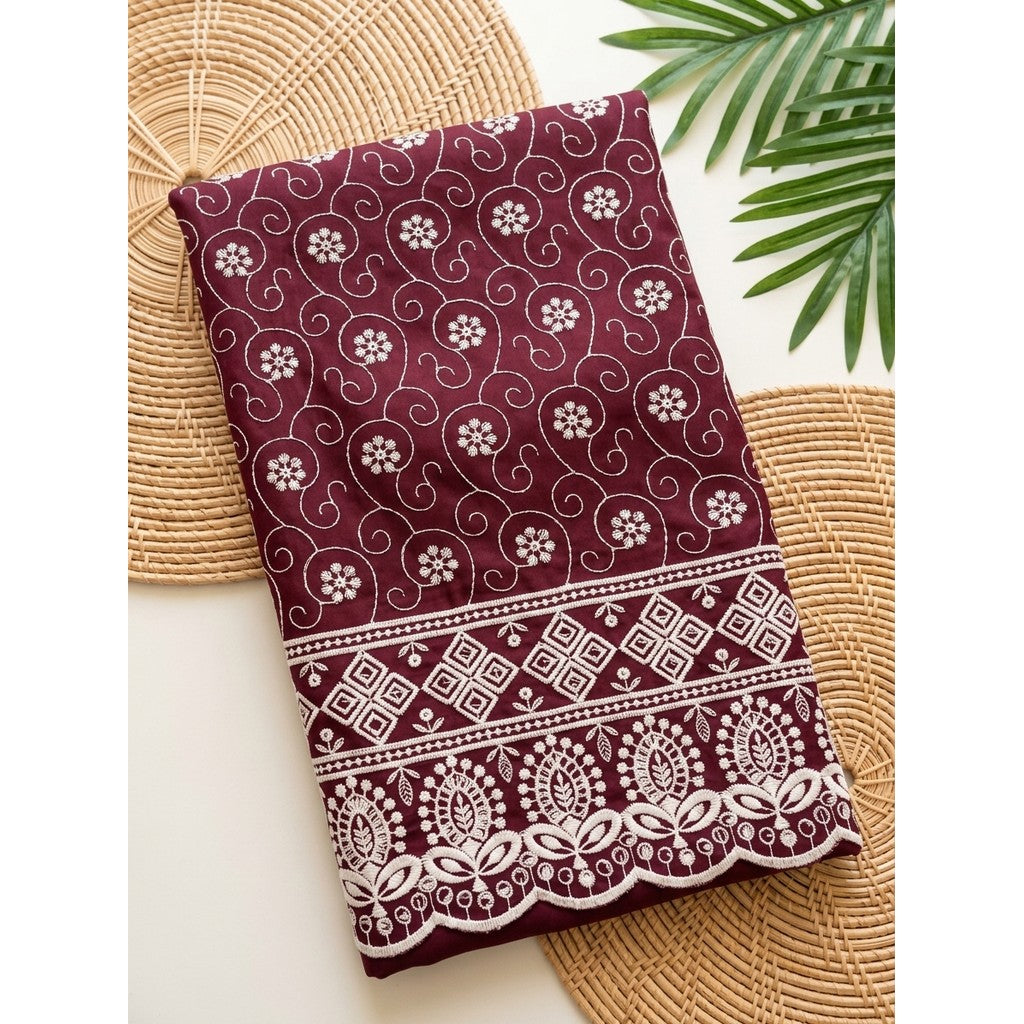 KAMDAR – Seri Melur Poly Cotton White Embroidery
