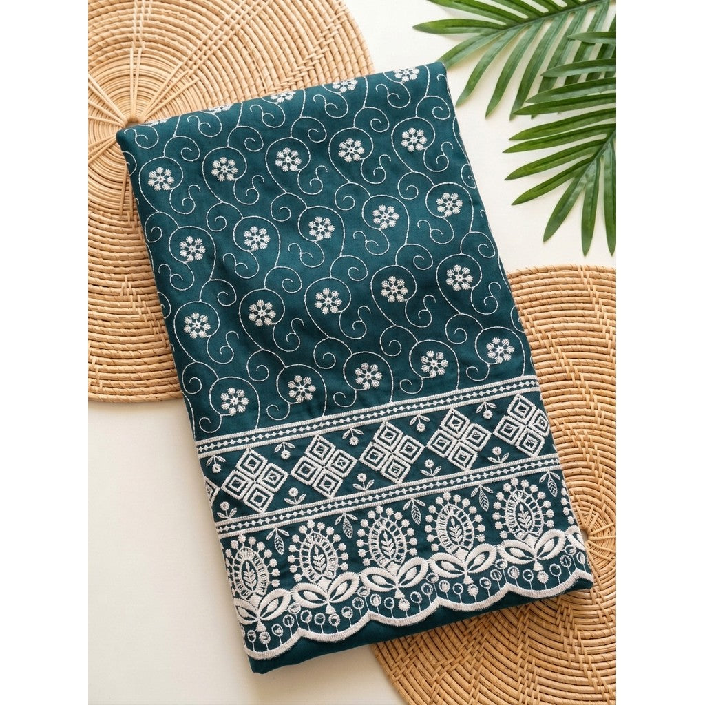 KAMDAR – Seri Melur Poly Cotton White Embroidery