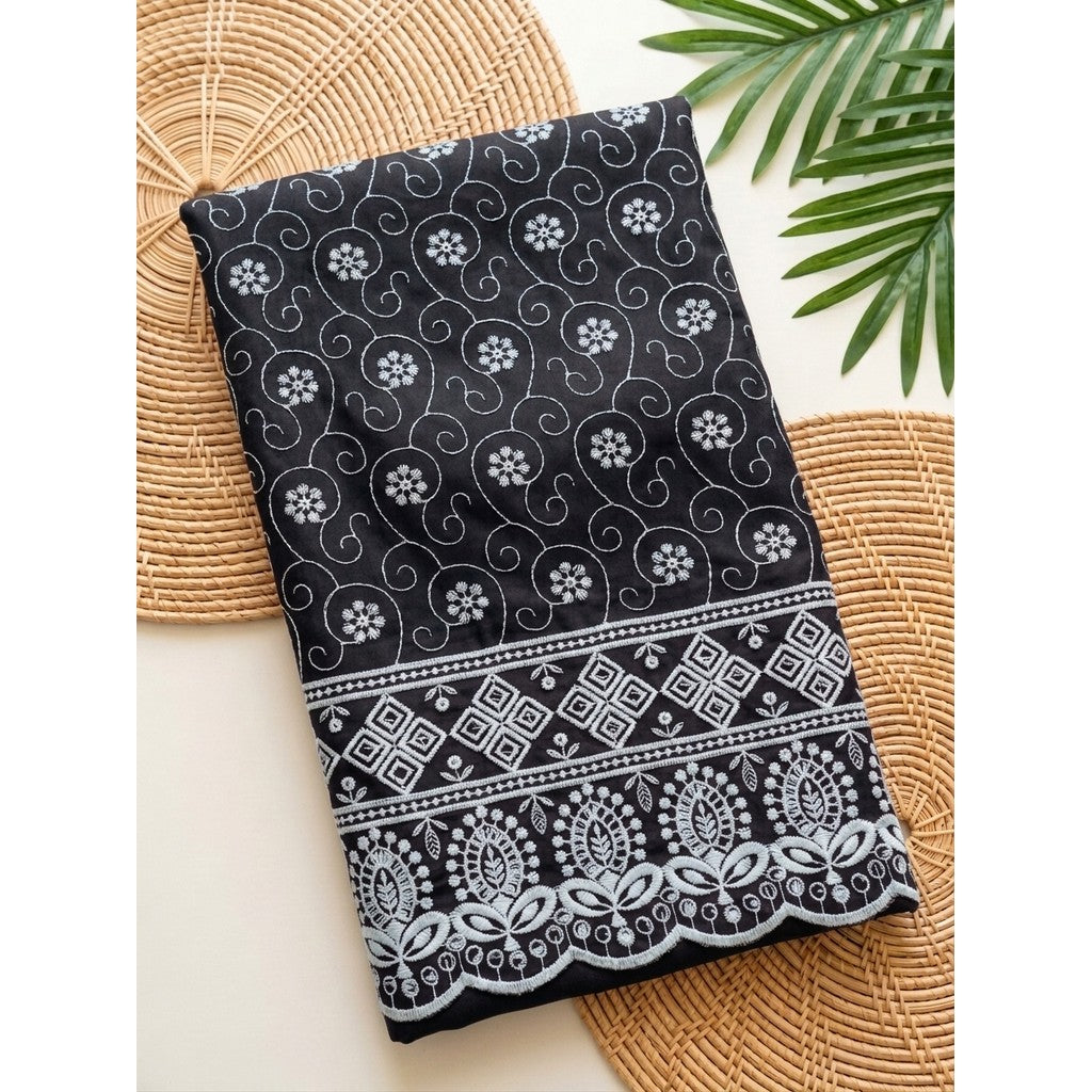 KAMDAR – Seri Melur Poly Cotton White Embroidery