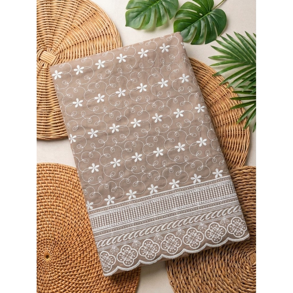 KAMDAR – Seri Melur Poly Cotton White Embroidery