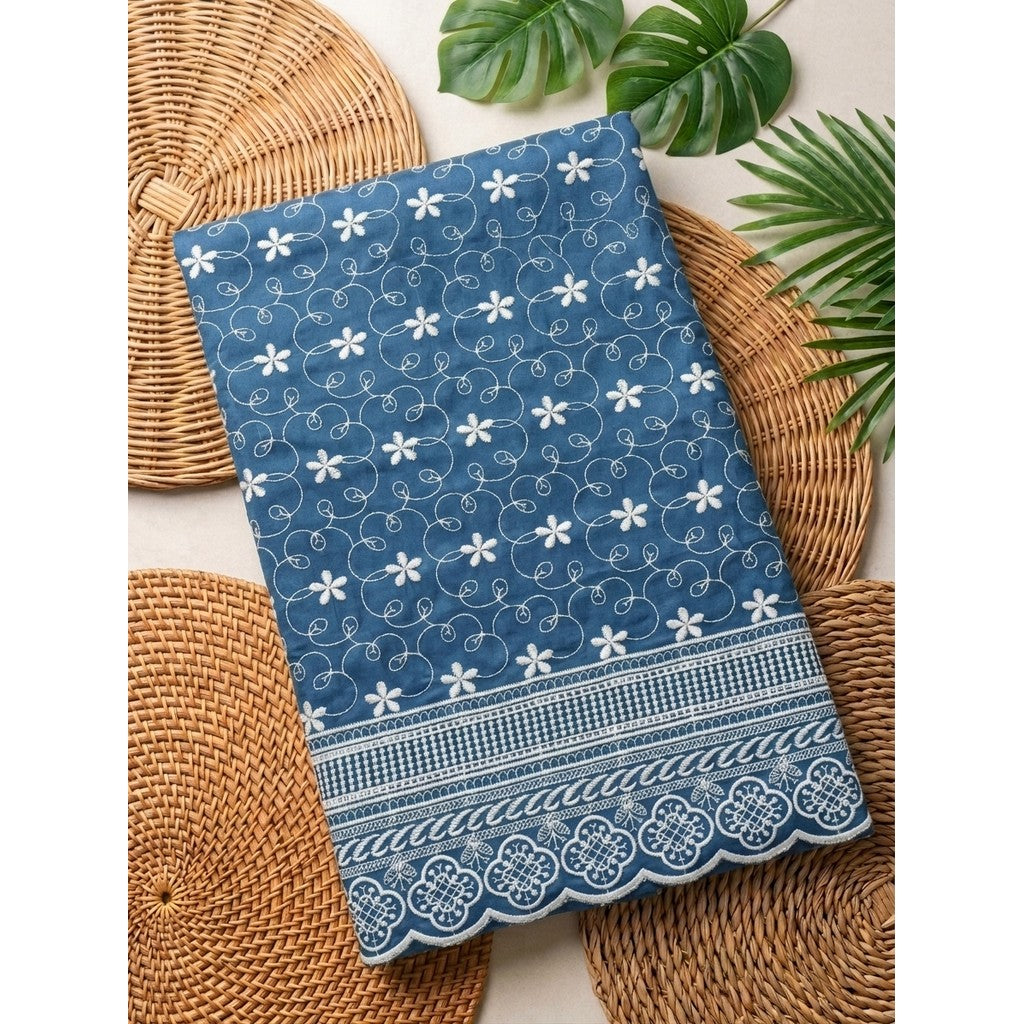 KAMDAR – Seri Melur Poly Cotton White Embroidery