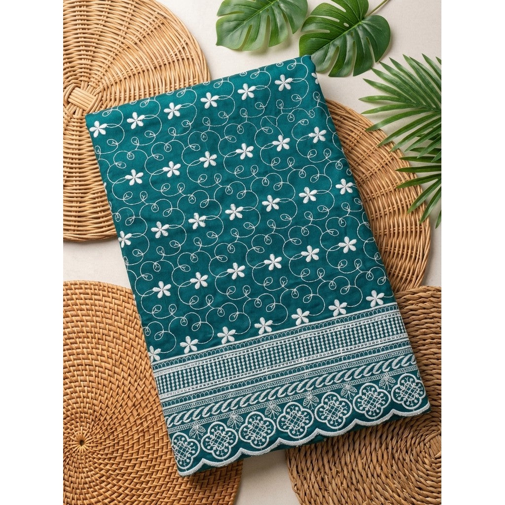 KAMDAR – Seri Melur Poly Cotton White Embroidery