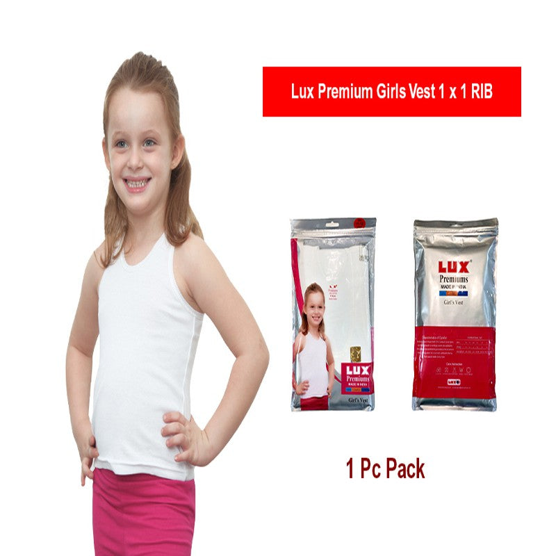 GIRLS INNERWEAR LUX PREMIUM GIRLS VEST 1 x 1 RIB 1 PC PACK ( READY STOCK)