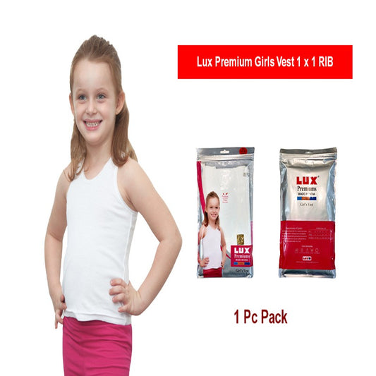 GIRLS INNERWEAR LUX PREMIUM GIRLS VEST 1 x 1 RIB 1 PC PACK ( READY STOCK)