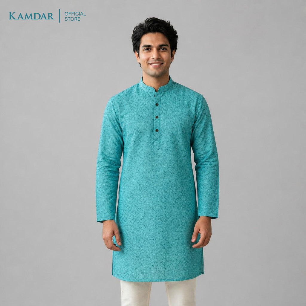 KAMDAR – Baju Kurta Panjang Lelaki Corak Berlian Chikan Klasik | Baju Deepavali Klasik