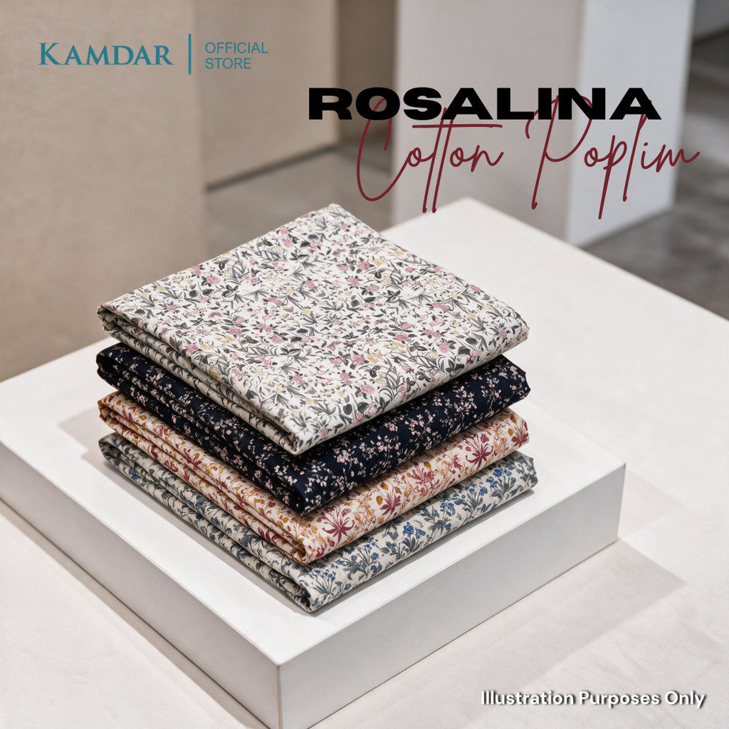KAMDAR – Rosalina Cotton Poplin Prints Kain Pasang | Corak Bunga Premium | 2M / 4M