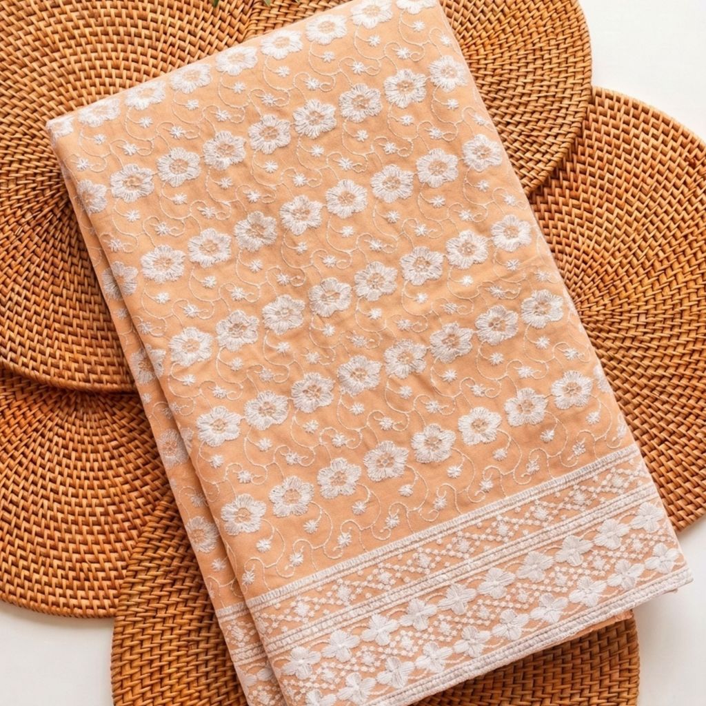 KAMDAR – Seri Mawar Cotton Cambric White Embroidery