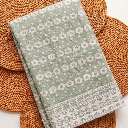 KAMDAR – Seri Mawar Cotton Cambric White Embroidery