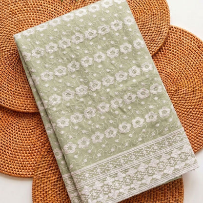 KAMDAR – Seri Mawar Cotton Cambric White Embroidery