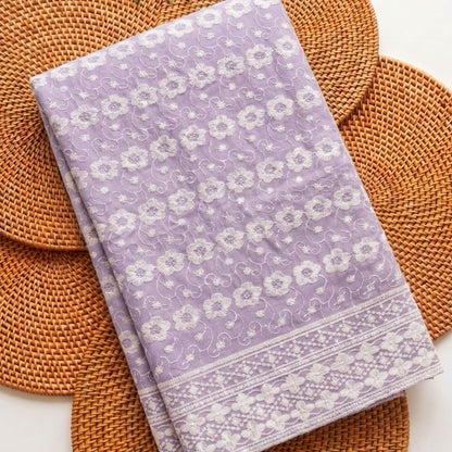 KAMDAR – Seri Mawar Cotton Cambric White Embroidery