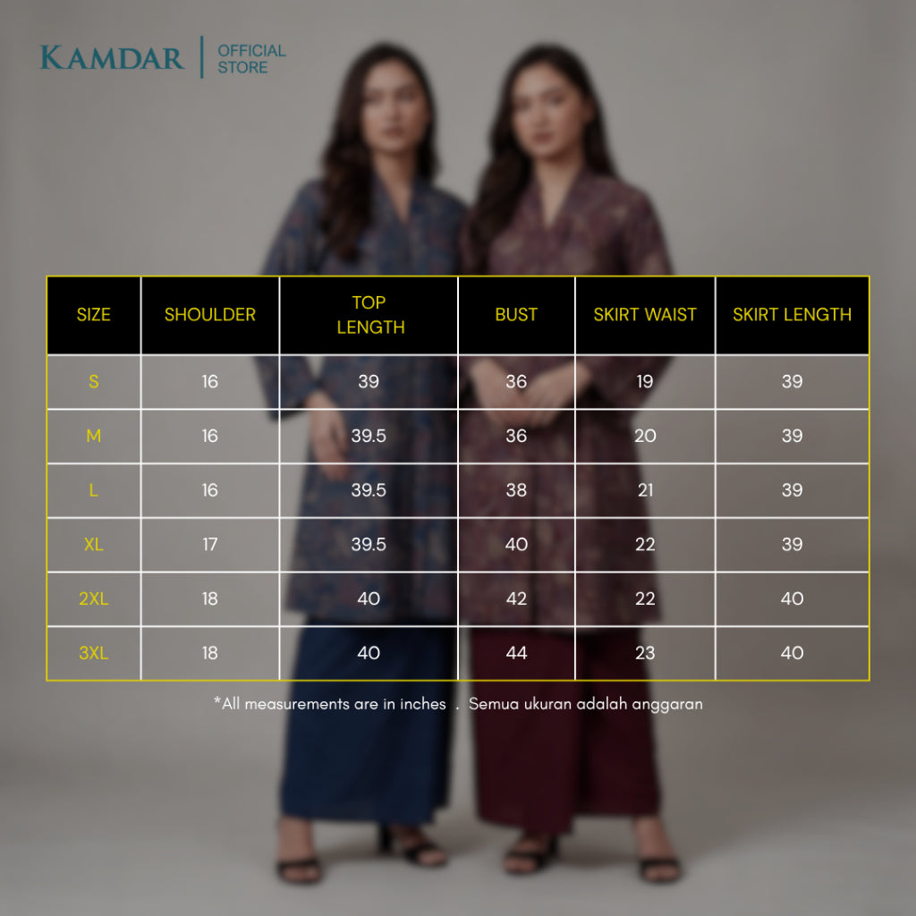 KAMDAR – Elise Baju Kebaya Moden Wanita | Skirt Kosong Elegan | Set Baju Kebaya Premium Untuk Wanita | Saiz S-3XL