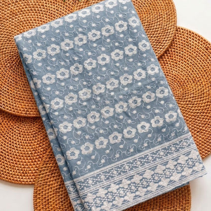 KAMDAR – Seri Mawar Cotton Cambric White Embroidery