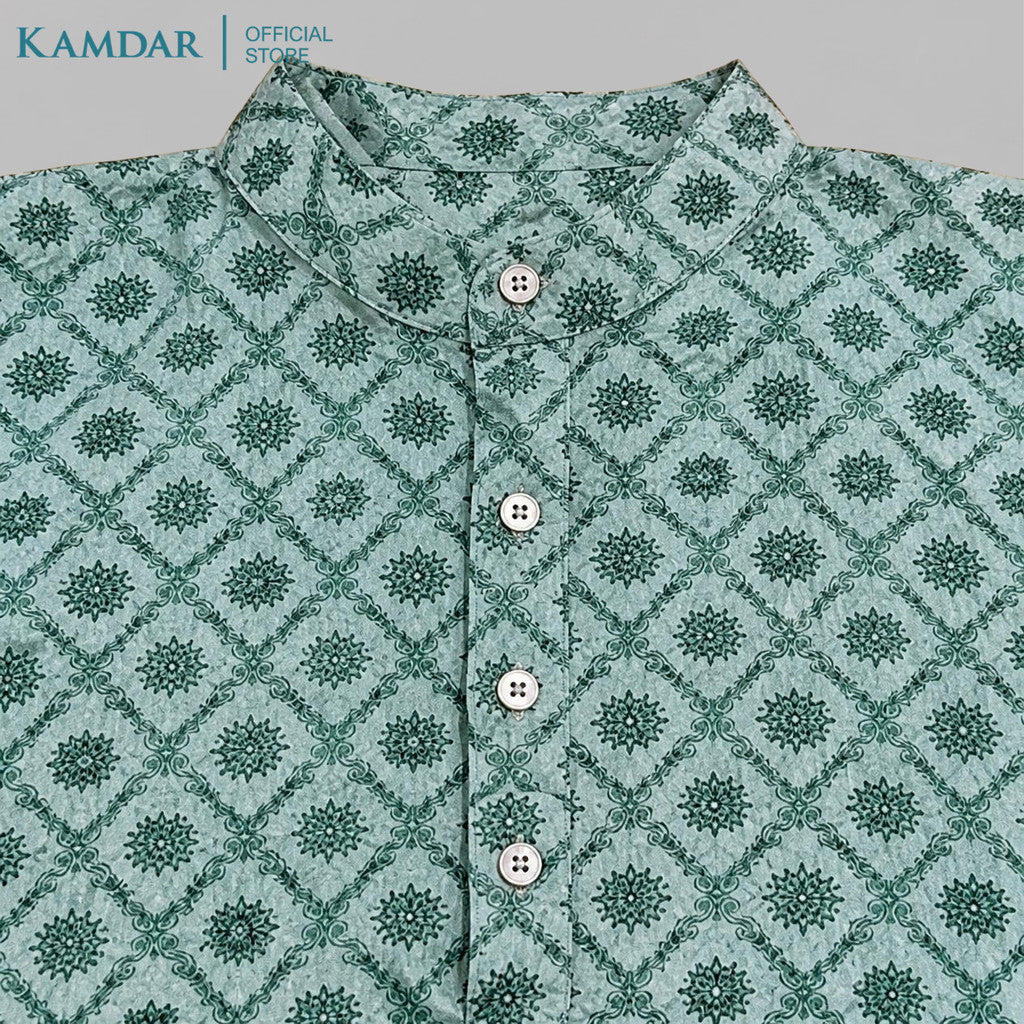 KAMDAR – Baju Kurta Panjang Lelaki Corak Berlian Medallion | Baju Deepavali Bercorak