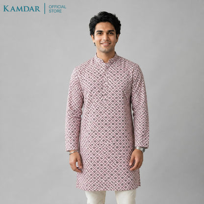 KAMDAR – Baju Kurta Panjang Lelaki Corak Berlian Medallion | Baju Deepavali Bercorak