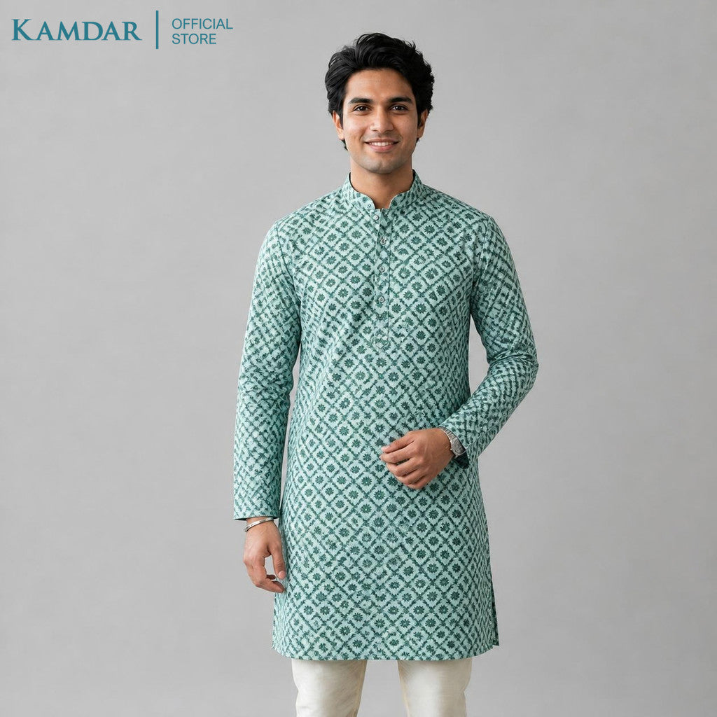 KAMDAR – Baju Kurta Panjang Lelaki Corak Berlian Medallion | Baju Deepavali Bercorak