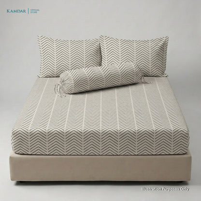 KAMDAR – Set Cadar + Sarung Bantal + Sarung Bantal Peluk (Queen/King) | Printed 250TC | 100% Cotton | Kontemporari