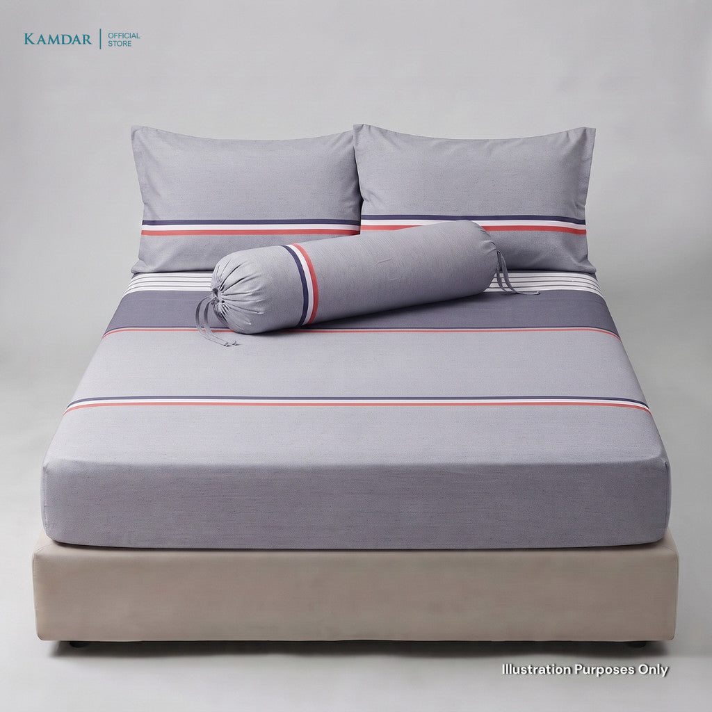 KAMDAR – Set Cadar + Sarung Bantal + Sarung Bantal Peluk (Queen/King) | Printed 250TC | 100% Cotton | Kontemporari