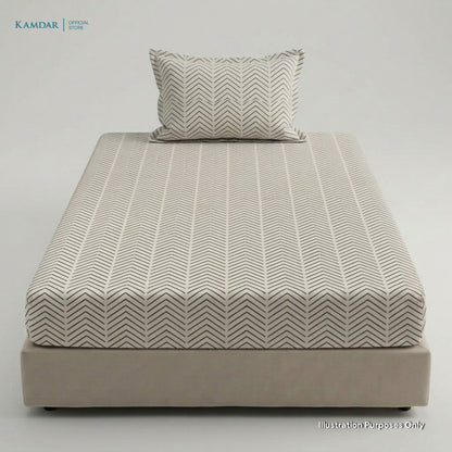 KAMDAR – Set Cadar + Sarung Bantal + Sarung Bantal Peluk (Queen/King) | Printed 250TC | 100% Cotton | Kontemporari