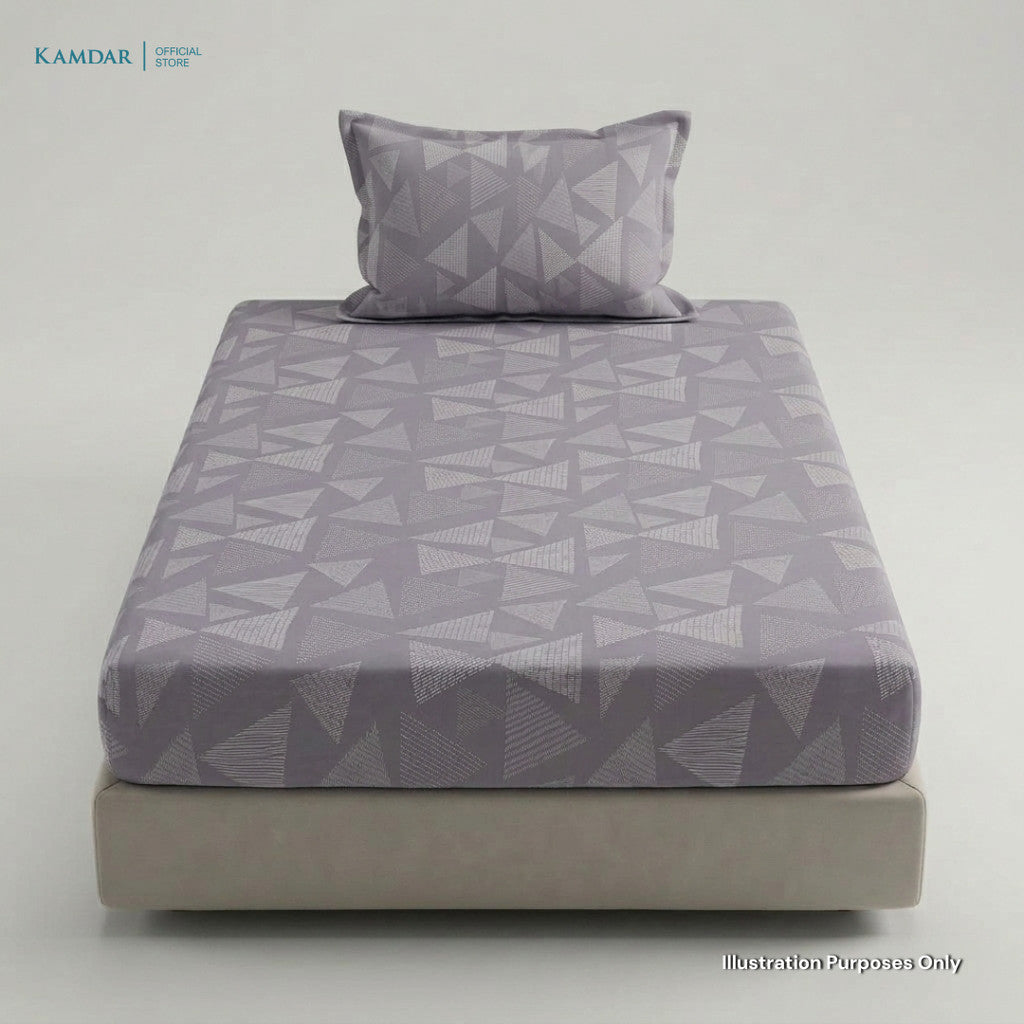KAMDAR – Set Cadar + Sarung Bantal + Sarung Bantal Peluk (Queen/King) | Printed 250TC | 100% Cotton | Kontemporari