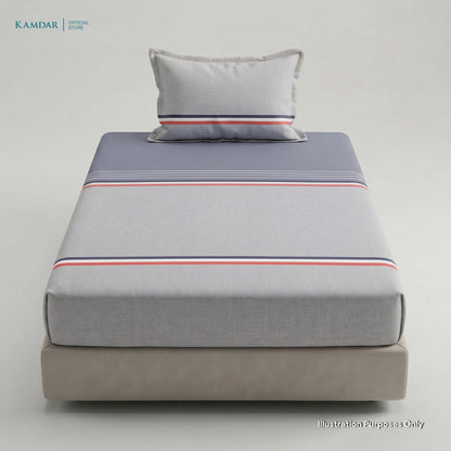 KAMDAR – Set Cadar + Sarung Bantal + Sarung Bantal Peluk (Queen/King) | Printed 250TC | 100% Cotton | Kontemporari