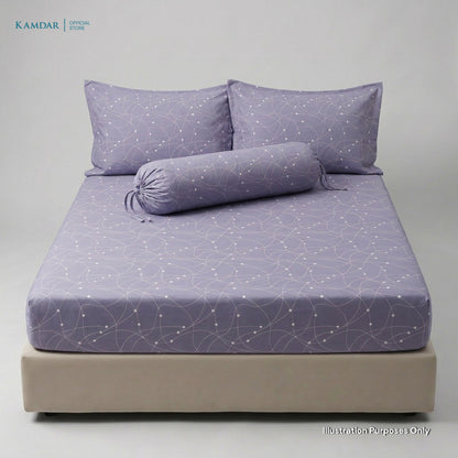 KAMDAR – Set Cadar + Sarung Bantal + Sarung Bantal Peluk (Queen/King) | Printed 250TC | 100% Cotton | Kontemporari