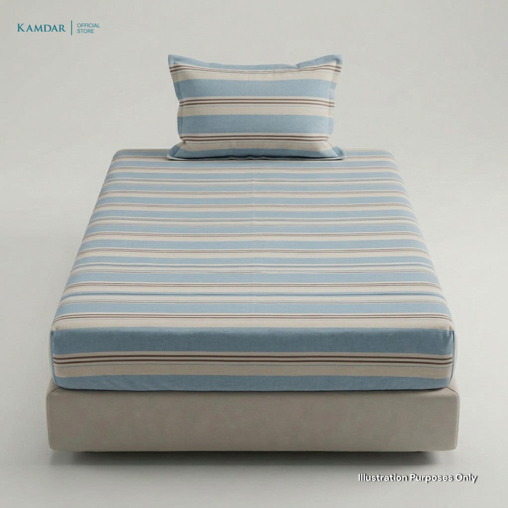 KAMDAR – Set Cadar + Sarung Bantal + Sarung Bantal Peluk (Queen/King) | Printed 250TC | 100% Cotton | Kontemporari