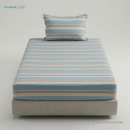 KAMDAR – Set Cadar + Sarung Bantal + Sarung Bantal Peluk (Queen/King) | Printed 250TC | 100% Cotton | Kontemporari