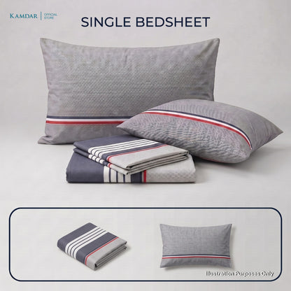 KAMDAR – Set Cadar + Sarung Bantal + Sarung Bantal Peluk (Queen/King) | Printed 250TC | 100% Cotton | Kontemporari
