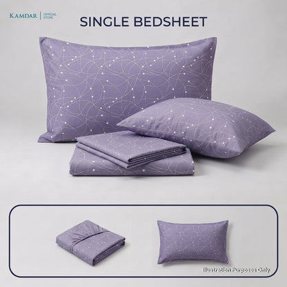 KAMDAR – Set Cadar + Sarung Bantal + Sarung Bantal Peluk (Queen/King) | Printed 250TC | 100% Cotton | Kontemporari
