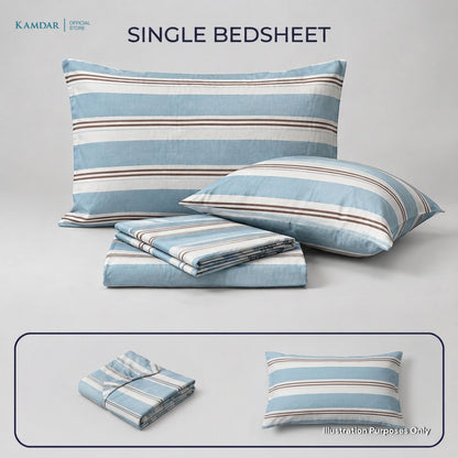 KAMDAR – Set Cadar + Sarung Bantal + Sarung Bantal Peluk (Queen/King) | Printed 250TC | 100% Cotton | Kontemporari