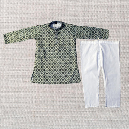KAMDAR Jehan Kurta Set Kurta Kanak-kanak dengan Seluar Kurta Etnik Piyama untuk Kanak-kanak Lelaki, Pakaian Etnik India Mampu Milik Katun Kurta Budak Murah Fesyen Baju Deepavali