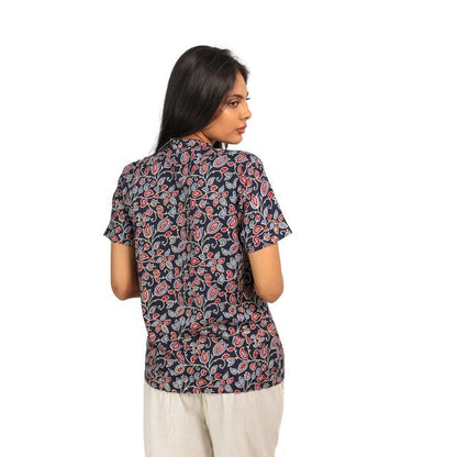 Utsav Floral Kurti Top with Mandarin Collar