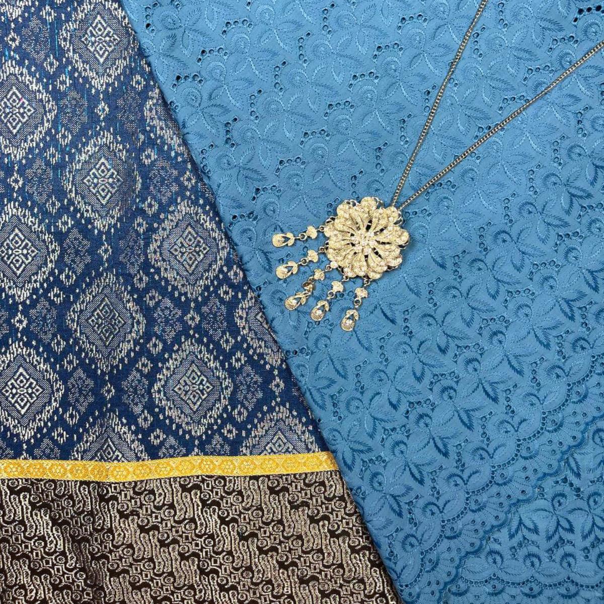Square Ketupat Songket with Mix Cotton Embroidery Combo Set
