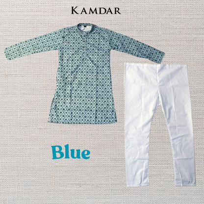 KAMDAR Jehan Kurta Set Kurta Kanak-kanak dengan Seluar Kurta Etnik Piyama untuk Kanak-kanak Lelaki, Pakaian Etnik India Mampu Milik Katun Kurta Budak Murah Fesyen Baju Deepavali