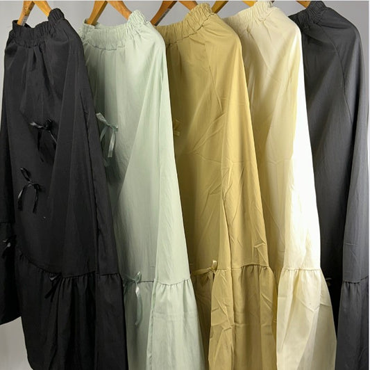 Bow Pleated Full Length Skirt