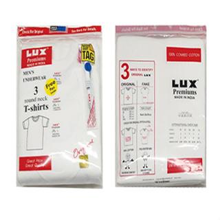 Lux Premium Men Innerwear T-Shirt White 3Pcs/Pack (Free Pen Included)