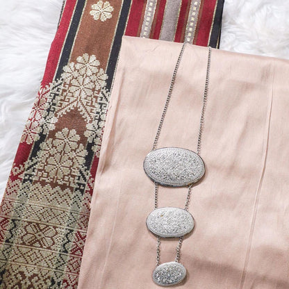 Big Border Stripe Songket with Plain Taffeta Satin Combo Set